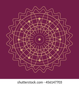 Sacred geometry vector round symbol. Design for logo, game, cover, card.