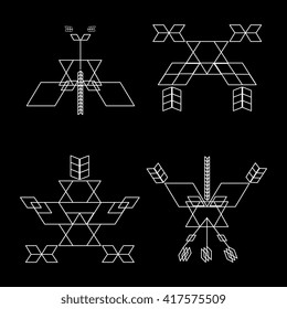 Sacred geometry. Vector set of  graphic symbols and elements. Concept of religion