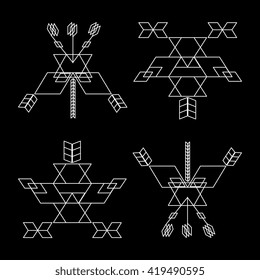 Sacred geometry. Vector set of  graphic symbols and elements. Concept of religion