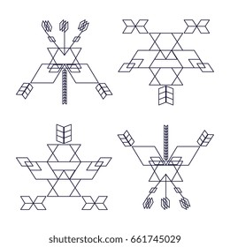 Sacred geometry. Vector set of  graphic symbols and elements. Concept of religion