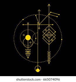 Sacred geometry. Vector set of  graphic symbols and elements. Concept of religion