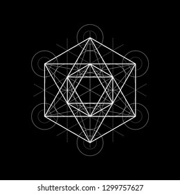 sacred geometry vector star illustration on black background