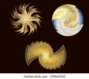 Sacred geometry vector symbols. Gold and Silver. Cold weapon. Blades