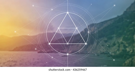 Sacred geometry web banner. Math, nature, and spirituality in nature. The formula of nature. There is no beginning and no end of the Universe, and no beginning and no end of the Life and the Bliss.