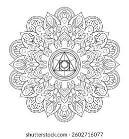 Sacred Geometry Witchcraft Zentangle Mandala – Black and White Philosopher’s Stone Design
