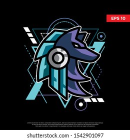 sacred geometry wolf logo. modern illustration, template design