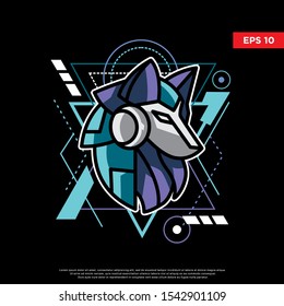 sacred geometry wolf logo. modern illustration, template design