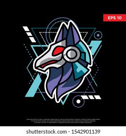 sacred geometry wolf logo. modern illustration, template design