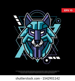 sacred geometry wolf logo. modern illustration, template design