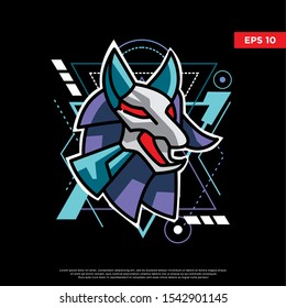 sacred geometry wolf logo. modern illustration, template design