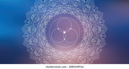 Sacred geometry zentangle inspired design template with oriental tribal ornaments. Flower of life ornamental new age art.
