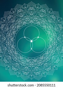 Sacred geometry zentangle inspired design template with oriental tribal ornaments. Flower of life ornamental new age art.