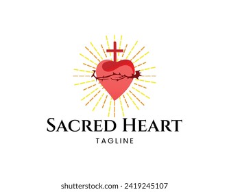 The Sacred Heart Christianity Logo Design Template