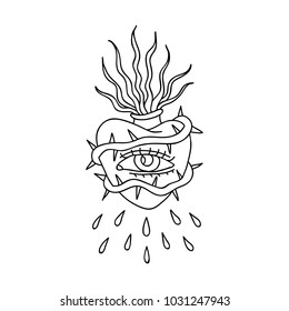 sacred heart illustration traditional tattoo flash