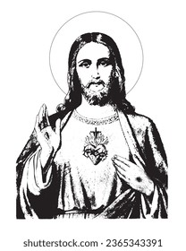sacred heart of Jesus catholic religious Illustration