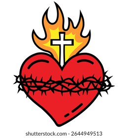 Vetor de ilustração Sagrado Coração de Jesus Cristo