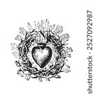 Sacred heart of Jesus Christ Vector Christian religious Illustration