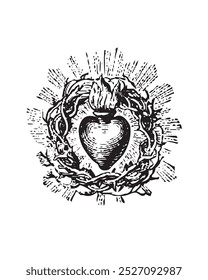 Sacred heart of Jesus Christ Vector Christian religious Illustration