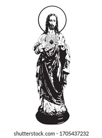 The Sacred Heart of Jesus Christian Illustration Vector 