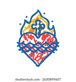 sacred heart of jesus feast catholic holiday doodle icon sketch vector. sacred heart of jesus feast catholic holiday sign. isolated symbol illustration