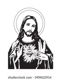 The sacred heart of Jesus Illustration catholic religious vector 