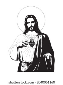 Sacred heart of Jesus Illustration Christian religious vector