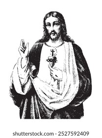 Sacred heart of Jesus Illustration Christian religious vector