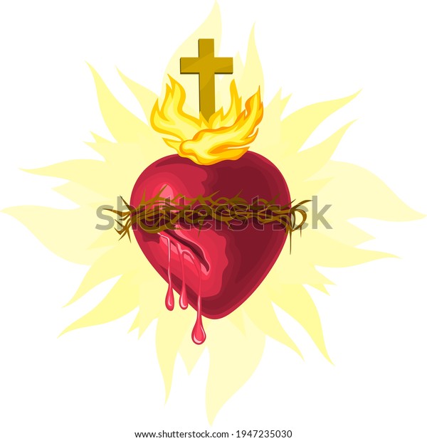 Sacred Heart Jesus Rays Stock Vector (Royalty Free) 1947235030 ...