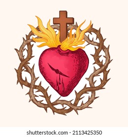 Sacred Heart Of Jesus, Surrounded By A Crown Of Thorns