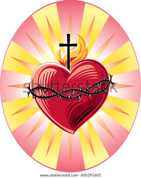 Sacred Heart Jesus Symbols Passion Stock Vector Royalty Free 600295601 8013