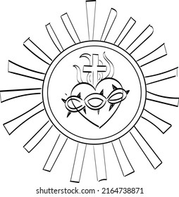 Sacred Heart Jesus Vector Illustration Drawing. Use as poster, card, flyer, Tattoo or T Shirt