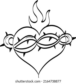 Sacred Heart Jesus Vector Illustration Drawing. Use as poster, card, flyer, Tattoo or T Shirt