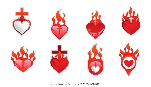 Sacred Heart label sticker vector illustration