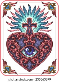 Sacred Heart made in dotted line technique.