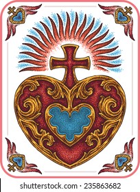 Sacred Heart made in dotted line technique.