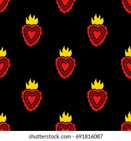 sacred heart seamless doodle pattern