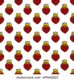 sacred heart seamless doodle pattern
