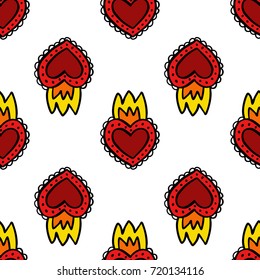 sacred heart seamless doodle pattern