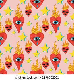 sacred heart seamless pattern design