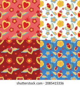 sacred heart seamless pattern vector