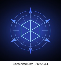 Sacred hexagonal geometry element on a blue background.