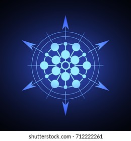 Sacred hexagonal geometry element on a blue background.