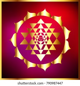 Sacred Indian Geometry Mystical Meditative Diagram Symbol - Vector Shri Yantra
