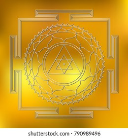Sacred Indian Geometry Mystical Meditative Diagram Symbol - Vector Ganesh Yantra
