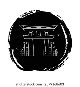 Sacred Japanese Tori Gate Vector Icon Design