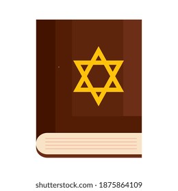 sacred judaism antique book with jewish golden star vector illustration design