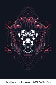 Sacred Lion Face Design: Majestic Logo, Mascot, Sticker, T-Shirt, and Tattoo