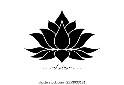 Heilige Lotusblume, stilisierte Blumendekoration, Logo-Design. Blumenblüten Symbol für Yoga, Spa, Schönheitssalon, Kosmetik, Entspannung, Markenstil. Vektor einzeln auf weißem Hintergrund