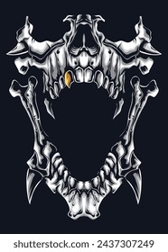  Sacred Mecha Skull Illustration Design