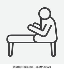 Ícone sagrado e minimalista do banco de oração em linha elegante estilo de arte